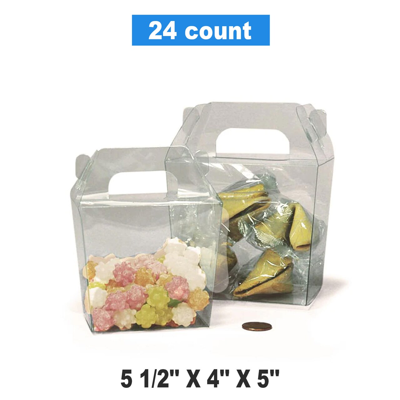 Clear Plastic Carry Boxes 5 1/2'' × 4'' × 5'' With Die-Cut Handles